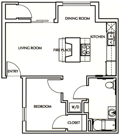 One Bedroom / One Bath 550 Sq. Ft.*